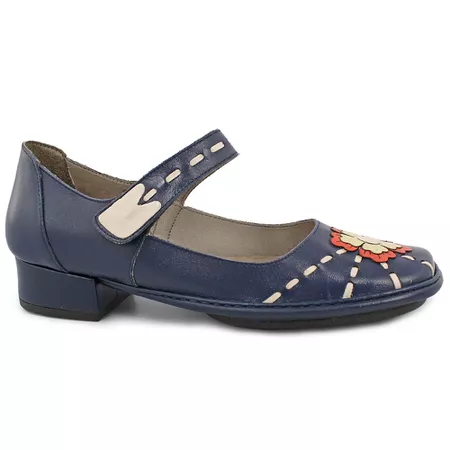 Sapato Salto Baixo Em Couro Navy J.gean - FD0013/0 - J.Gean