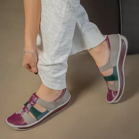 Sapatilha Salomé Feminina Wave em Couro cor Gray E... - J.Gean