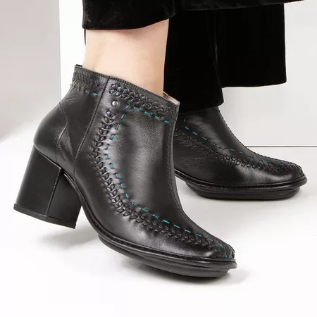 Bota Feminina New Pietra Salto Alto em Couro Preto... - J.Gean