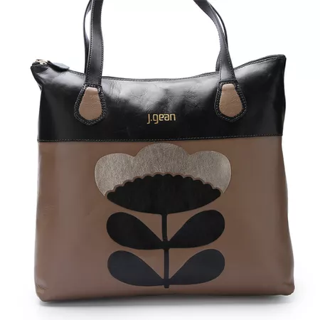 Bolsa Feminina Grande de Couro Legítimo cor Preto ... - J.Gean