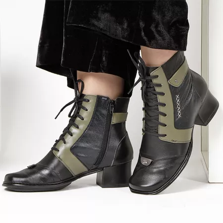 Bota Feminina New Kelly Salto Médio Em Couro Preto... - J.Gean