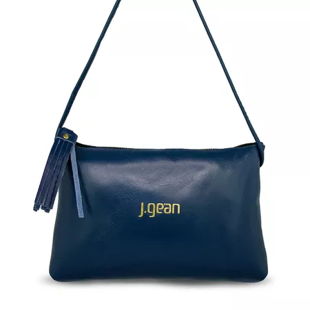 Bolsa transversal ou tiracolo de Couro cor Navy J.... - J.Gean