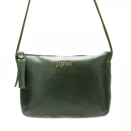 Bolsa artesanal feminina Em Couro cor Oliva cod. N... - J.Gean