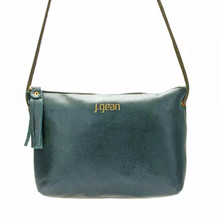 Bolsa artesanal feminina Em Couro cor Petroleo cod... - J.Gean