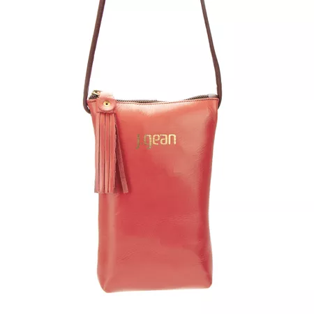 Bolsa artesanal feminina Tiracolo de Couro cor Cor... - J.Gean