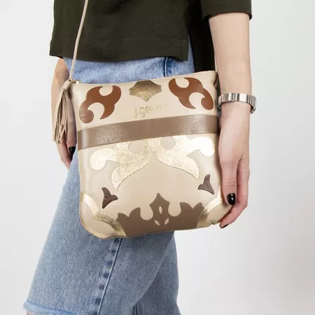 Bolsa de Mão Em Couro Creme J.Gean - NC0089/02 - J.Gean