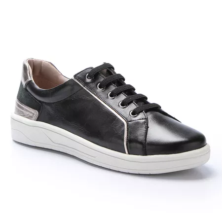 Tênis Feminino Madrid em Couro cor Preto J.Gean - ... - J.Gean