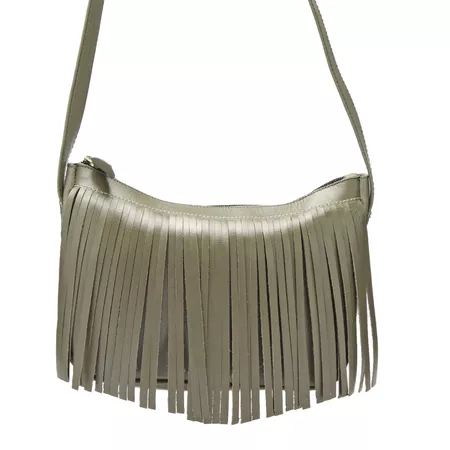 Bolsa Feminina com Franjas em Couro Verde Militar ... - J.Gean