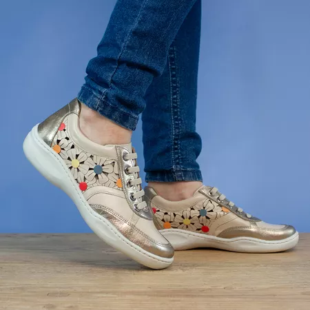 Tênis Feminino De Couro legítimo Cor ice fácil cal... - J.Gean