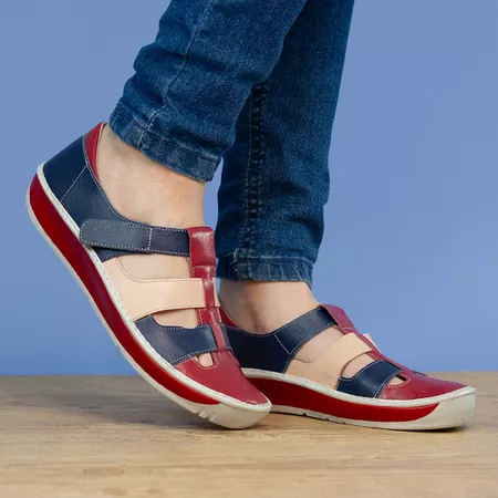 Sapatilha Salomé Feminina Wave em Couro Cor Navy E... - J.Gean