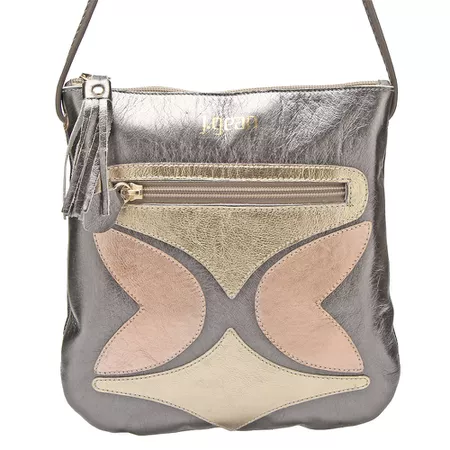 Bolsa Artesanal Em Couro Cor Titanium Metalizado J... - J.Gean
