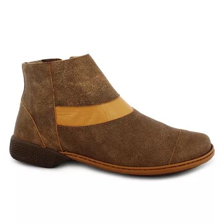 Bota Feminina Rasteira Em Couro Comfort Cor Laranj... - J.Gean