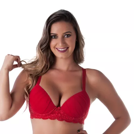 *Soutien Duanip Com Detalhe No Bojo (DU718). - Vermelho