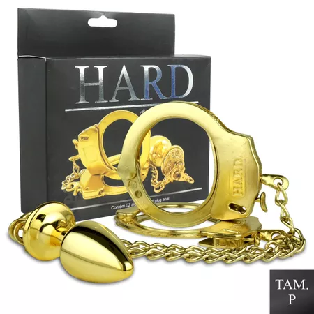 Kit Algema e Plug Cravejado P (HA146) - Dourado