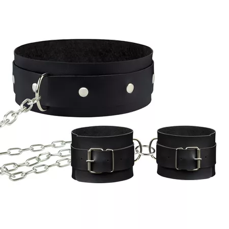 Kit Coleira E Algema Com Corrente La Pimienta (L184) - Preto