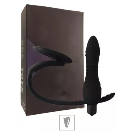 Plug Silicone Com Anel Peniano e Vibro (MPA1251) - Preto