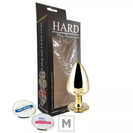 Plug de Metal M Personalittè Com Duas Pedras - (HA186) - Dourado