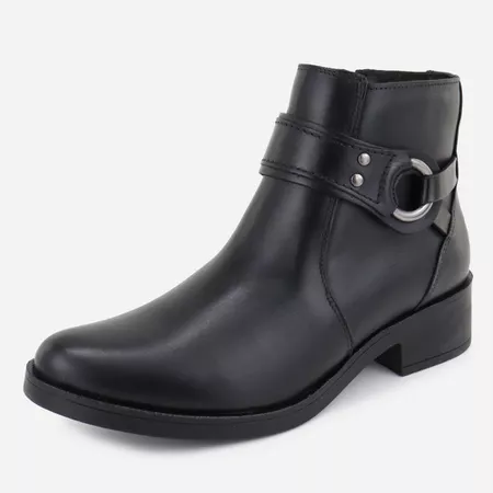 Bota em Couro Salto Baixo Luísa Preto - Maria Paula Store