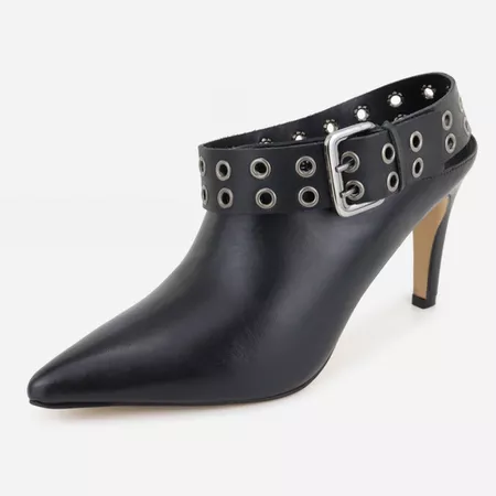 Mule Boot em Couro Leve Bico e Salto Fin... - Maria Paula Store