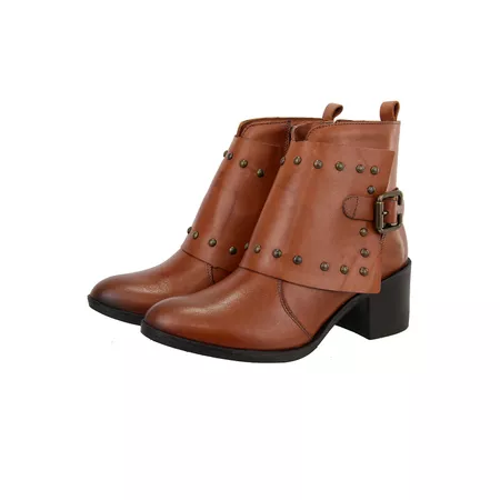Bota em Couro Maria Paula Cano Curto Tac... - Maria Paula Store