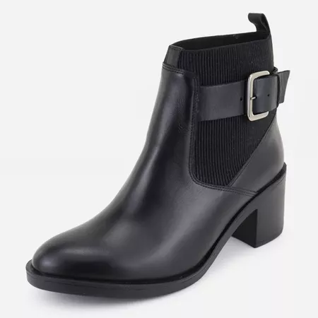 Bota em Couro Salto Grosso Larissa Preto - Maria Paula Store