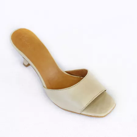 Tamanco em Couro Legítimo - 6263-OFF WHITE - PACHECO CALÇADOS