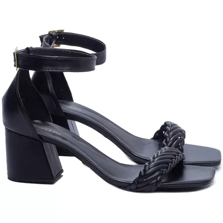 Sandália Salto Bloco Grosso Baixo Preta - Bárbara Barros | Conforto & Elegância -