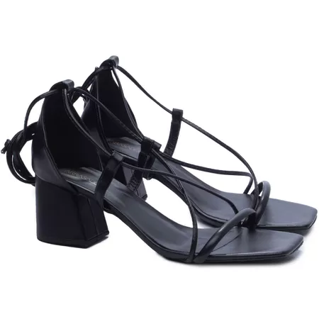 Sandália Salto Bloco Grosso Baixo Preto - Bárbara Barros | Conforto & Elegância -