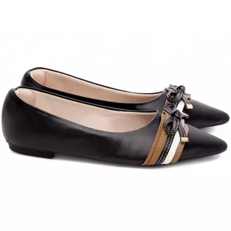 Sapatilha Feminina Bico Fino Preto - Bárbara Barros | Conforto & Elegância -