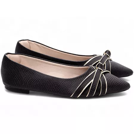 Sapatilha Feminina Bico Fino Preto - Bárbara Barros | Conforto & Elegância -