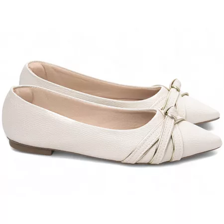 Sapatilha Feminina Bico Fino Off White - Bárbara Barros | Conforto & Elegância -