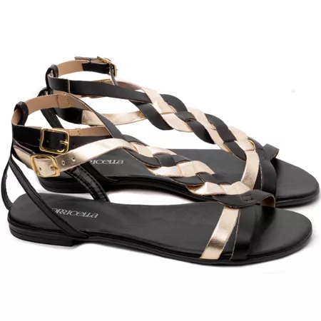 Sandália Rasteira Preto - Bárbara Barros | Conforto & Elegância -