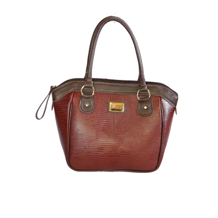 Bolsa em Couro Legítimo Lezard Cereja / Café - 409... - PACHECO CALÇADOS
