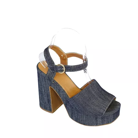 Sandália em Tecido em Linho - 2436-JEANS - PACHECO CALÇADOS