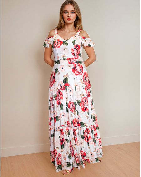 Vestido Longo Peônias - 23054 - BELIEVED