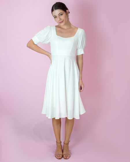 Vestido Algodão Doce Off White - 23033 - BELIEVED