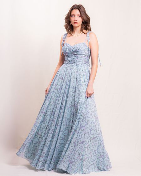 Vestido Drapeado Jane Azul - 23082 - Versiara