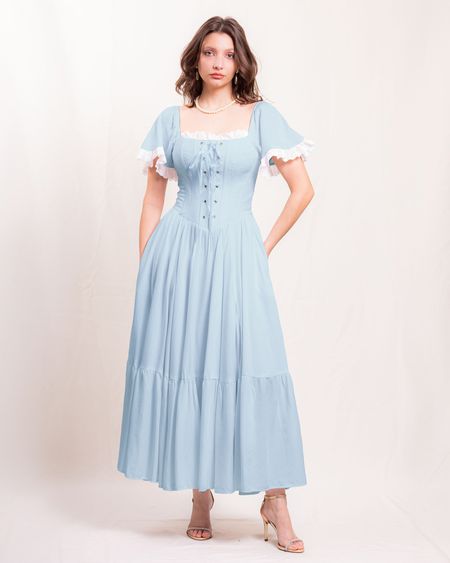Vestido Corset Cottage Dream Azul - 23092 - Versiara