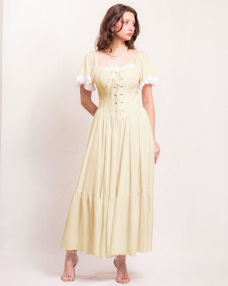 Vestido Corset Cottage Dream Amarelo - 23083 - Versiara
