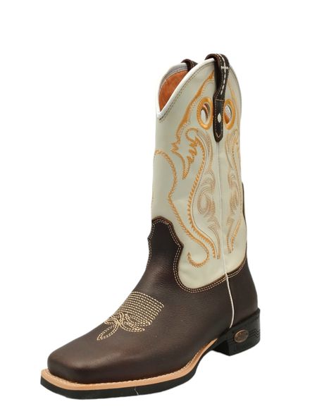 Bota 10.021 Brown Café / Gelo Bordado dourado flor... - BOTINAS OLIVEIRA