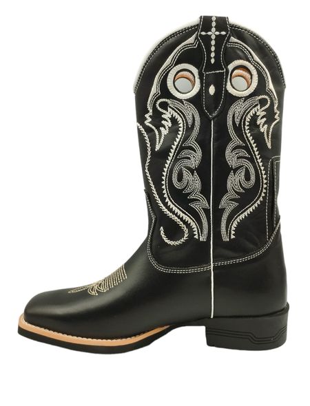 Bota 10.021 preta/preta bordado branco - 10.021 a... - BOTINAS OLIVEIRA