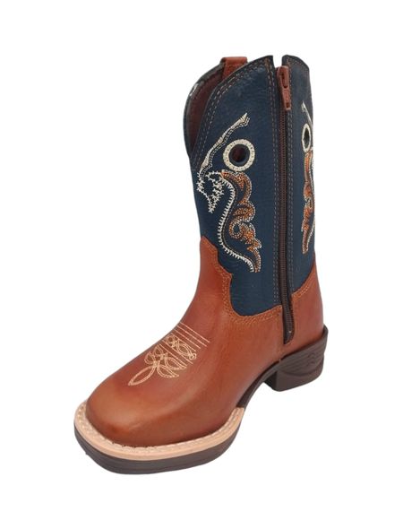 Bota Oliveira - Infantil - Fóssil Tabaco / Azul - ... - BOTINAS OLIVEIRA