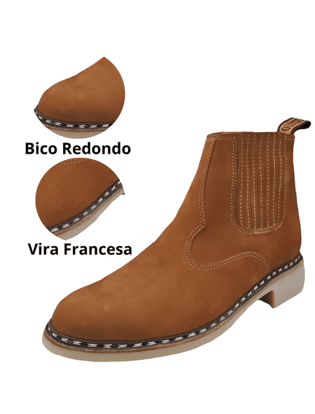 Botina Oliveira Vira Francesa Tradicional Bico Red... - BOTINAS OLIVEIRA