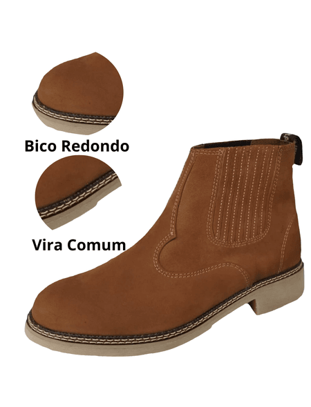 Botina Oliveira Vira Comum Bico Redondo Nobuk Oliv... - BOTINAS OLIVEIRA