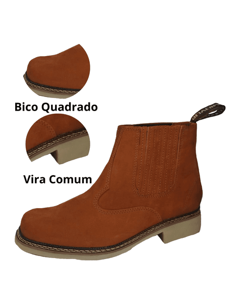 Botina Oliveira Vira Comum Bico Quadrado Nobuk Cas... - BOTINAS OLIVEIRA