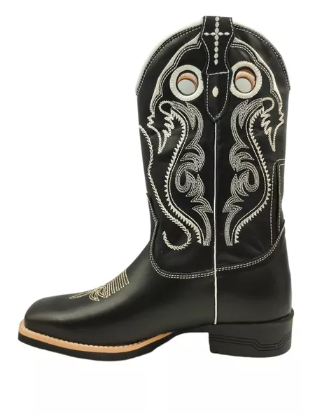Bota 10.021 preta/preta bordado branco - 10.021 a... - BOTINAS OLIVEIRA