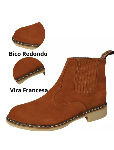 Botina Oliveira Vira Francesa Tradicional Bico Red... - BOTINAS OLIVEIRA