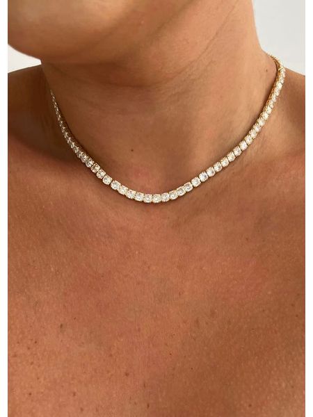 CHOKER RIVIERA GR CRISTAL BANHADA A OURO - Dri Ferreira Semi Joias