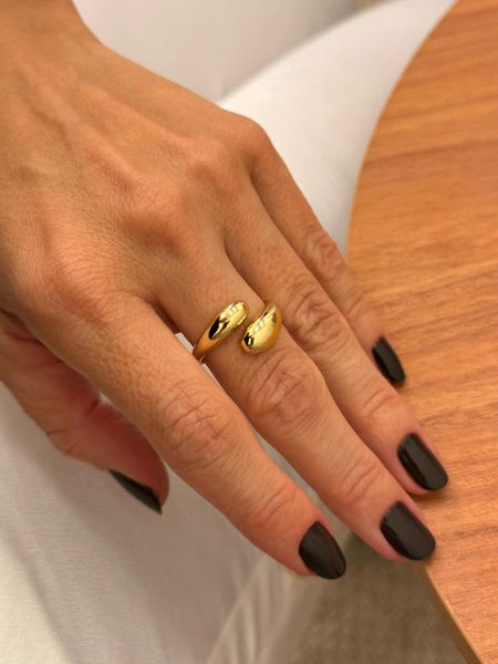 ANEL REGULÁVEL ABAULADO DUPLO BANHADO A OURO - Dri Ferreira Semi Joias