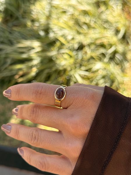 ANEL REGULÁVEL BOHO MARROM FINO BANHADO A OURO - Dri Ferreira Semi Joias